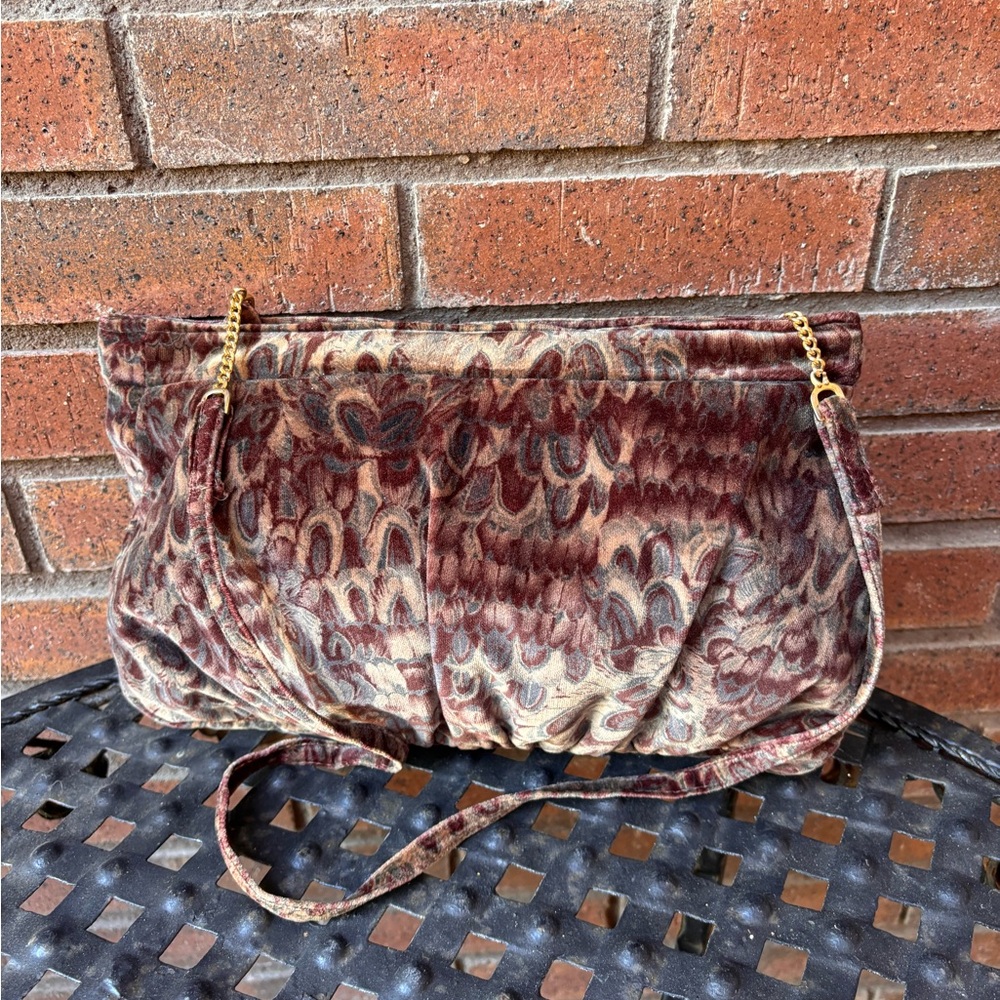 Carpetbags of America Brown Shoulder Bag with Animal Print and Velvet Texture